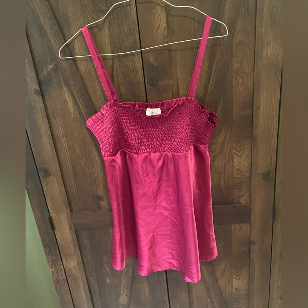 La SENZA Y2K Fuchsia Satin Slip Top